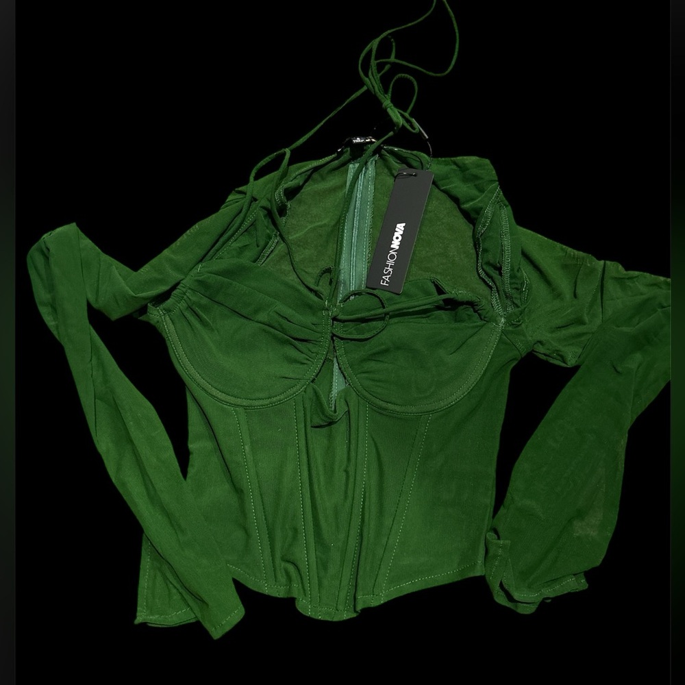 Green Fitted Bustier Bodysuit